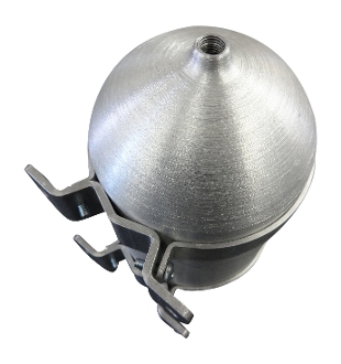 A metal ball with two handles on top of it.