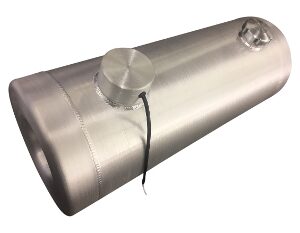 A silver tank with a black wire attached to it.