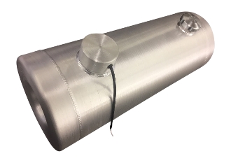 A silver tank with a black wire attached to it.