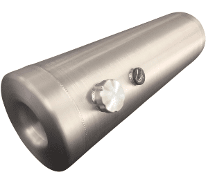 A close up of the side of a metal cylinder