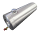 A silver tank with a red handle and a valve.