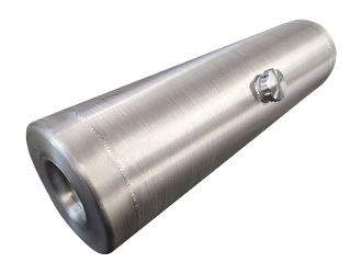 A metal cylinder with a nut on top of it.