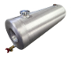 A large silver tank with a red valve.