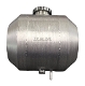 A silver tank with the words " crude oil ".
