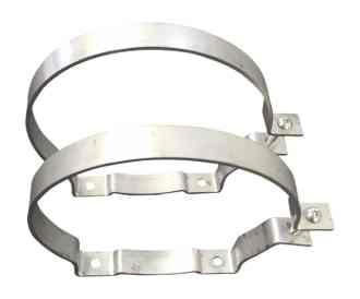 A pair of metal rings with holes for the top and bottom.