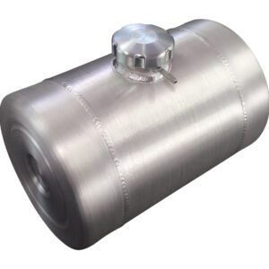 A silver tank with a metal cap on top.