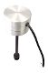 A white lamp with black cord and black base.
