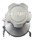 A silver cap with the word " ram " on it.