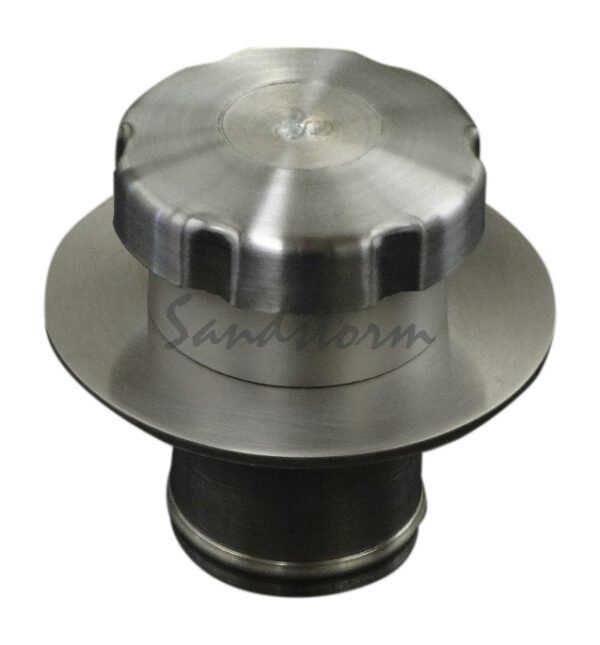 A stainless steel cap with a metal base.