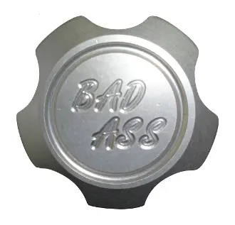 A silver cap with the words bad ass written on it.