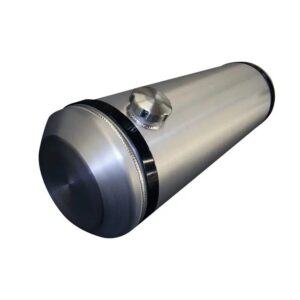 A silver cylinder shaped tank with a black top.