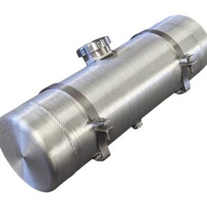 A large metal cylinder with a top and bottom end.