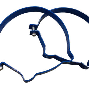 Two blue plastic bag clips shaped like birds.